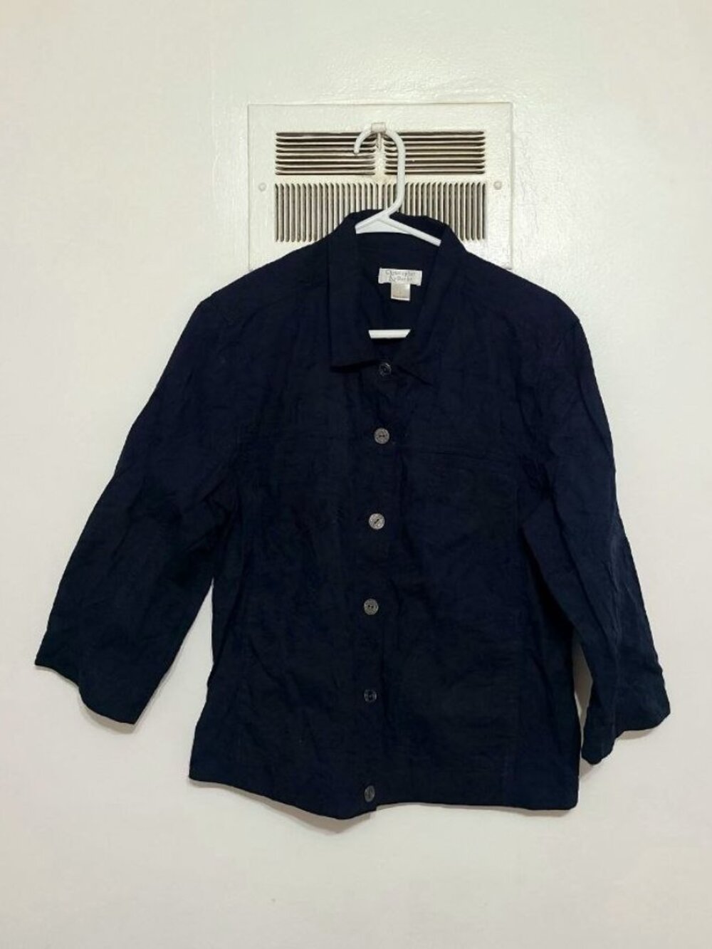 Button‑Front 3/4 Sleeve Top – Size L